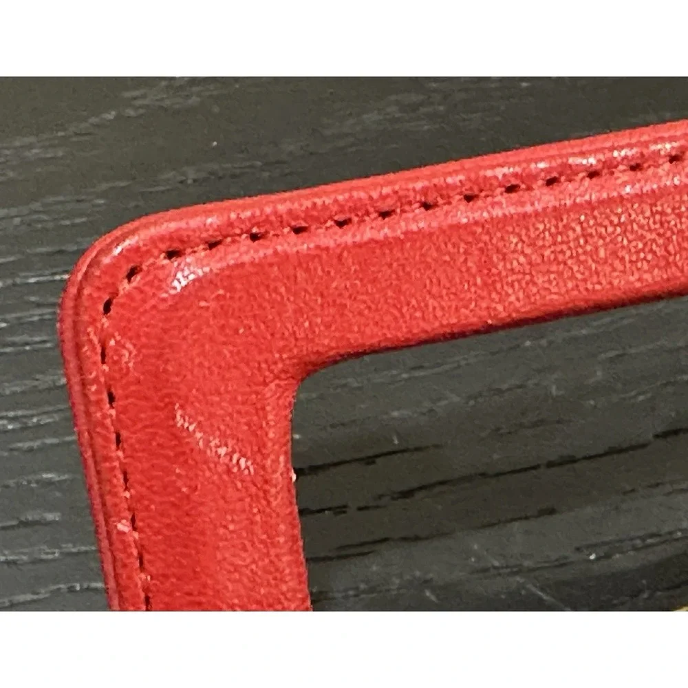 Vintage Talbots Red Quilted Leather Wide Statement Belt Size Large 80s 90s Retro